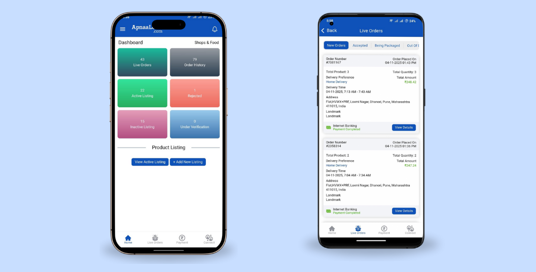 Seller Dashboard for Apnaa Local